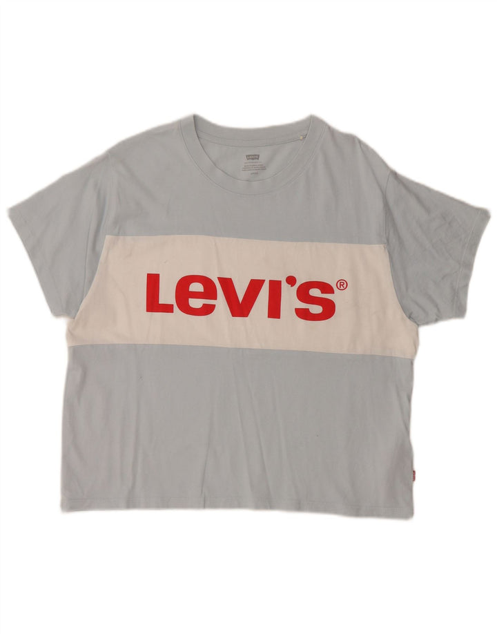 Женская футболка оверсайз с рисунком LEVI'S Top UK 10, маленькая, синяя, цветной блок