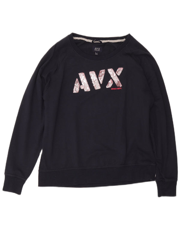 Женский свитер с рисунком Avirex, джемпер UK 20, 2XL, темно-синий, хлопок