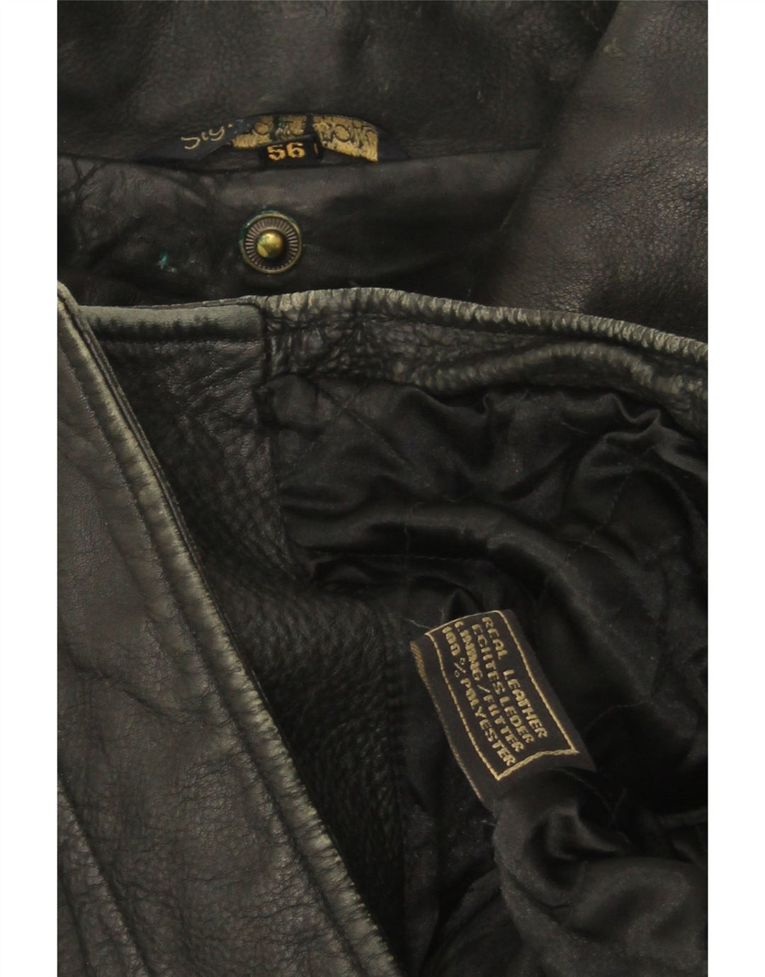 Винтажная мужская кожаная куртка IT 56 3XL Черная кожа