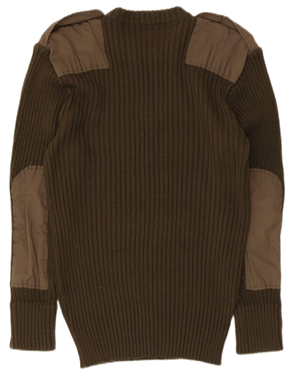 Винтажный мужской свитер в стиле милитари с круглым вырезом IT 44 XS хаки, акрил