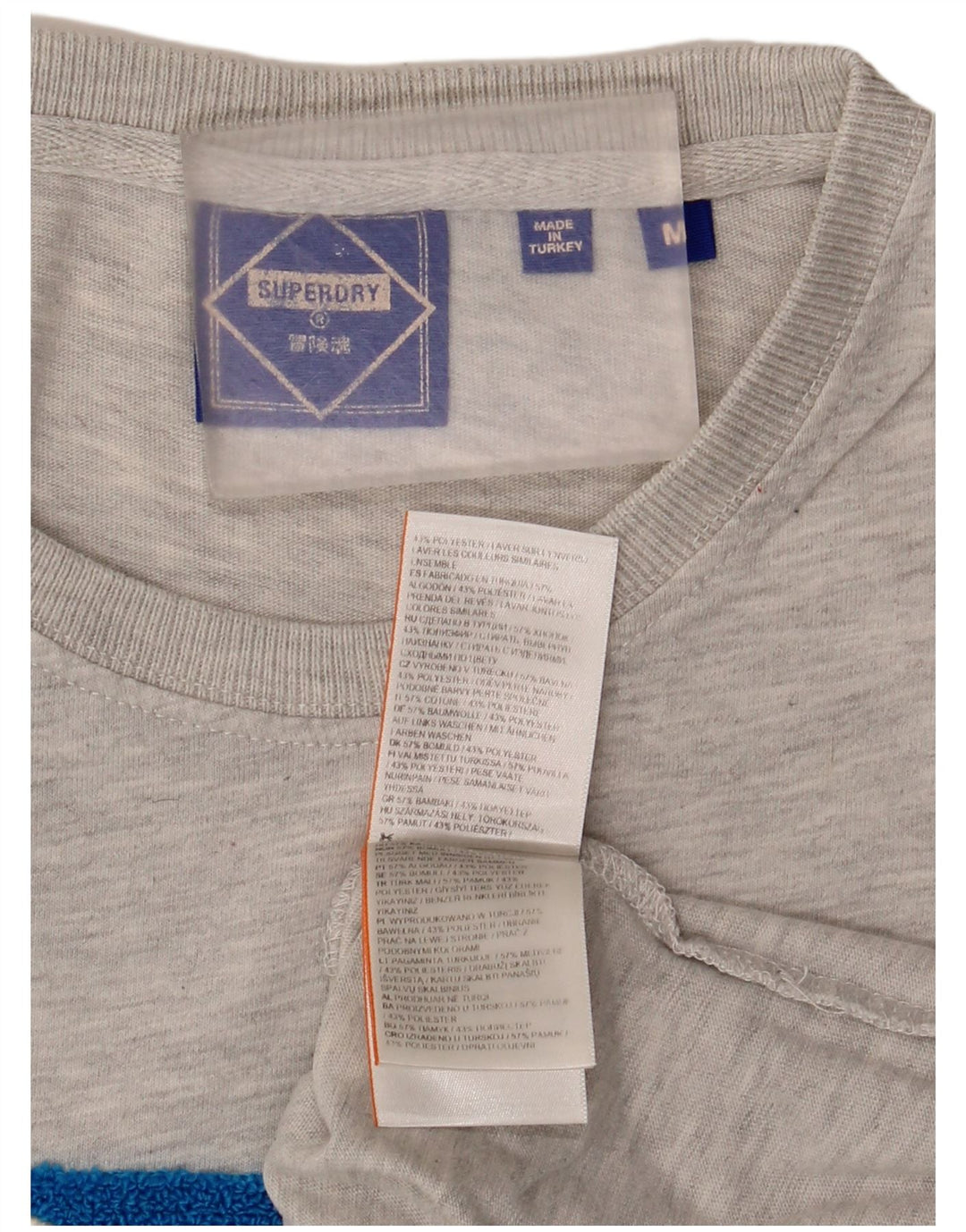 Мужская футболка с рисунком Superdry, топ из хлопка среднего серого цвета с крапинками