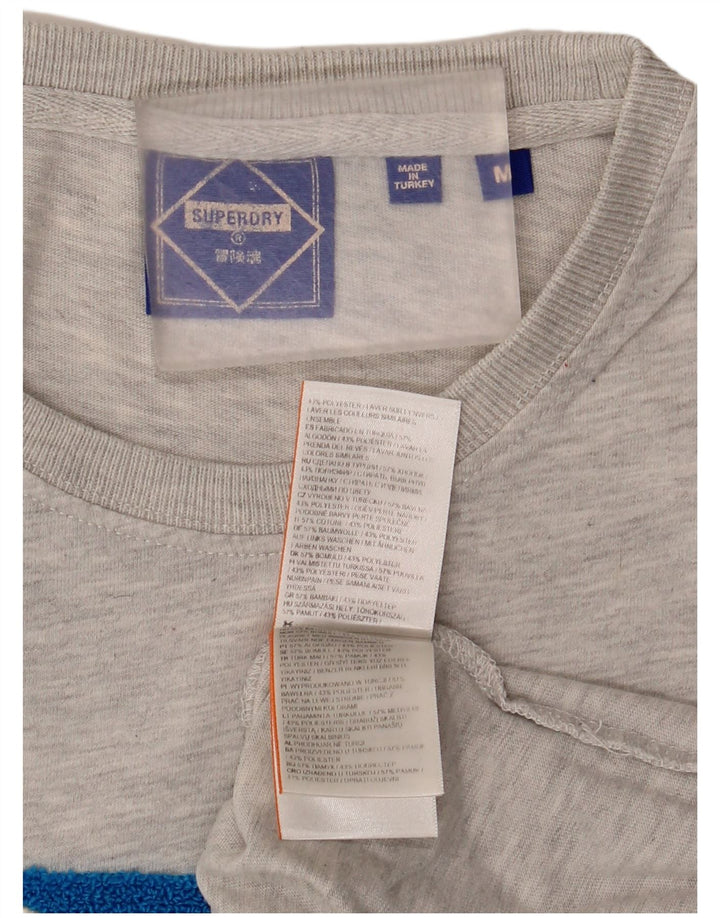 Мужская футболка с рисунком Superdry, топ из хлопка среднего серого цвета с крапинками