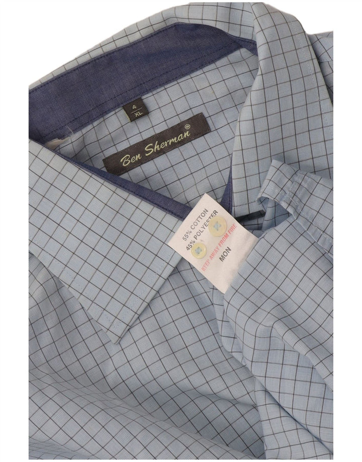 Мужская деловая рубашка Ben Sherman XL, синяя клетка, хлопок
