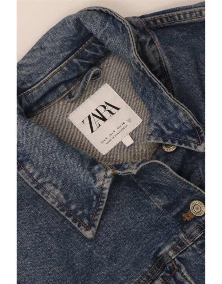 Женская укороченная джинсовая куртка Zara UK 10, маленькая синяя