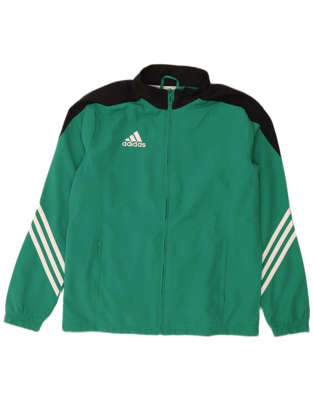 Спортивный костюм Adidas для мальчиков, верхняя куртка 13–14 лет, XL, зеленый полиэстер с цветными блоками