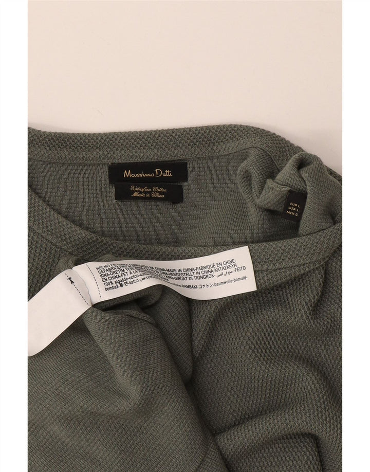 Мужской топ Massimo Dutti с длинным рукавом, большой зеленый хлопок