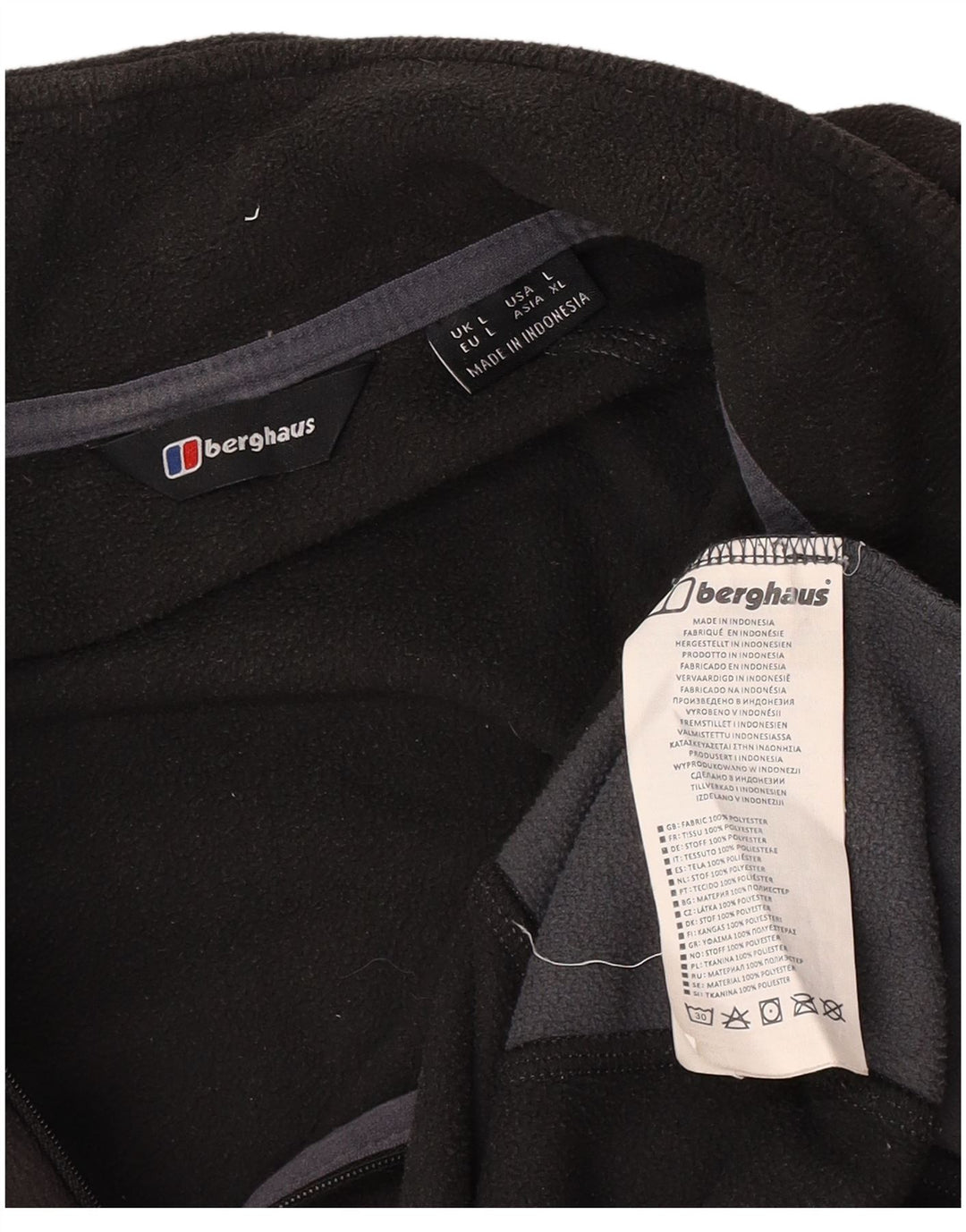 Berghaus Мужской флисовый джемпер с воротником на молнии, большой черный, полиэстер с цветными блоками