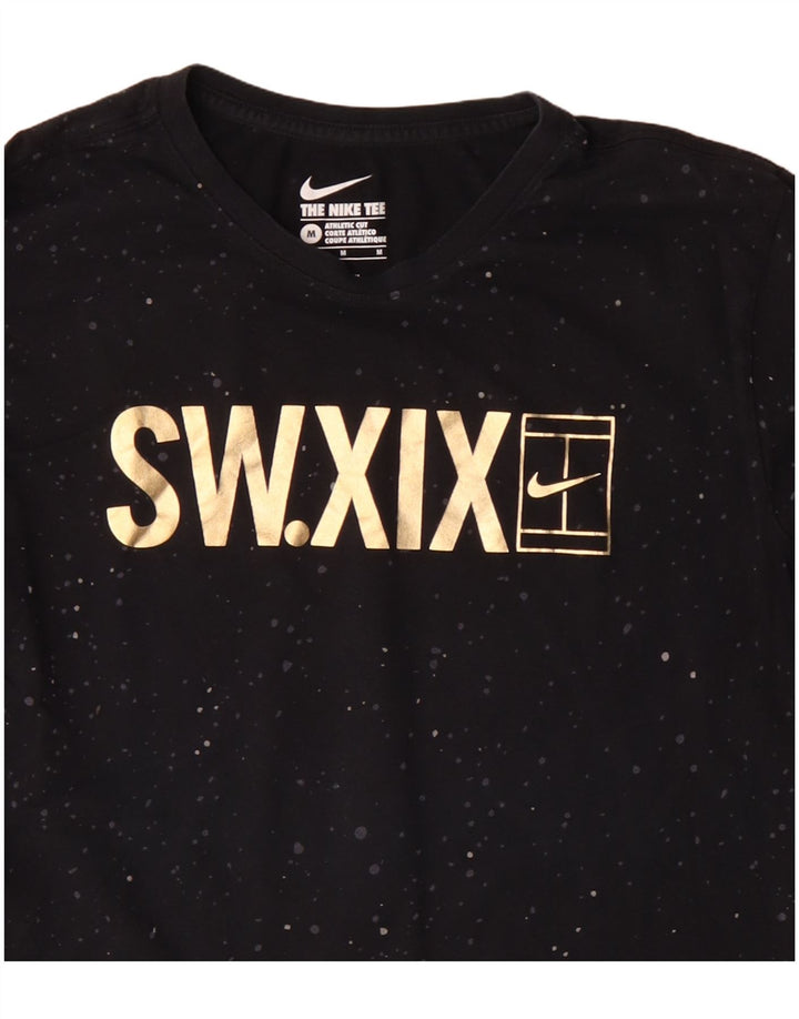 Мужской топ Nike Athletic Cut с графикой и длинными рукавами, средний черный, хлопок с крапинками