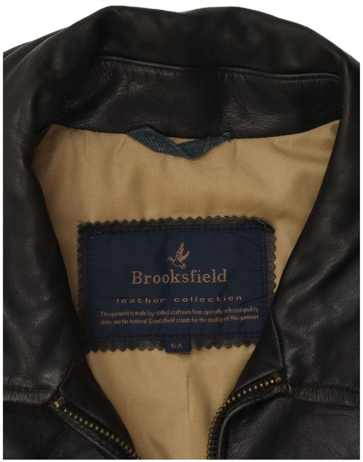 Мужская кожаная куртка Brooksfield UK 40, большая черная кожаная классика