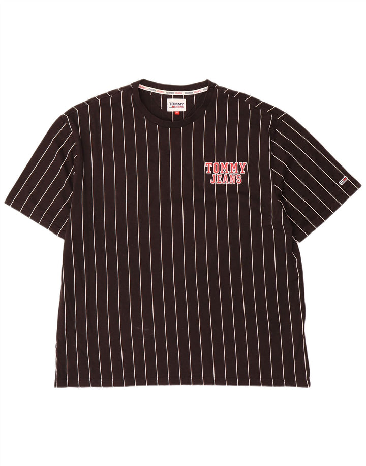 Tommy Hilfiger Мужская футболка с рисунком из хлопка среднего размера, черная полоска