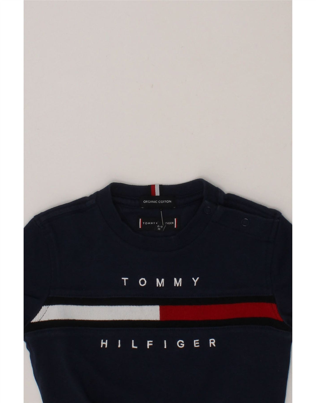 TOMMY HILFIGER Baby Boys Graphic T-Shirt Top 6-9 Months Navy Blue Cotton Vintage Tommy Hilfiger and Second-Hand Tommy Hilfiger from Messina Hembry 