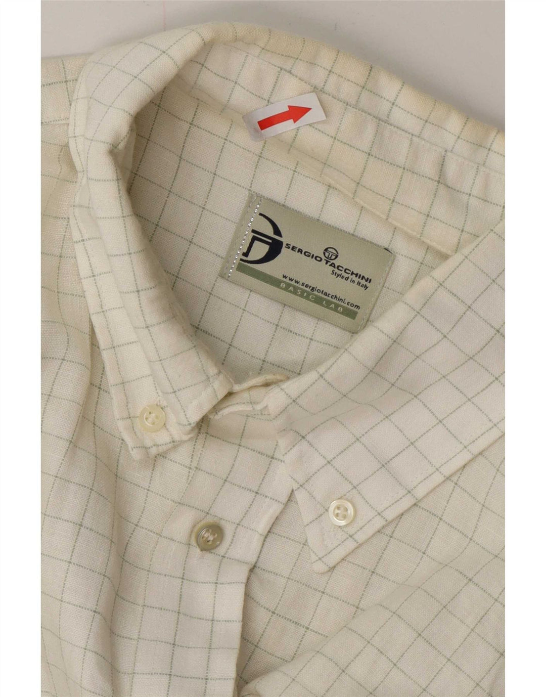 Мужская рубашка Sergio Tacchini XL, белая льняная клетка