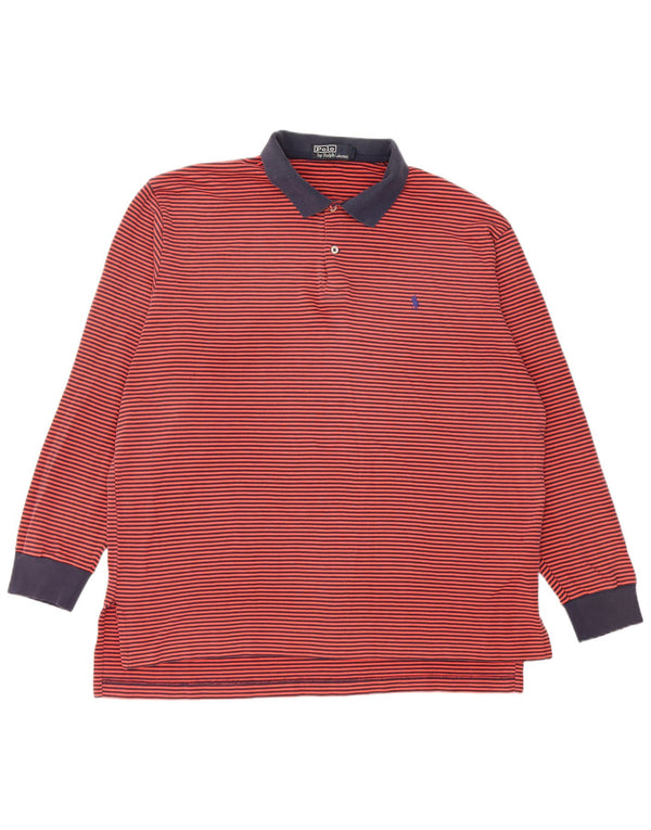 Мужская рубашка-поло для регби с длинным рукавом Polo Ralph Lauren XL, хлопковая красная полоска в тонкую полоску
