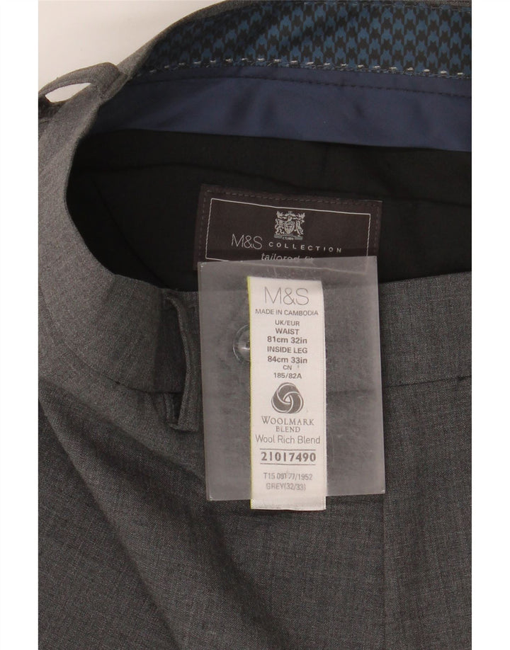 Мужские брюки узкого кроя Marks & Spencer W32 L33 серые, шерстяные