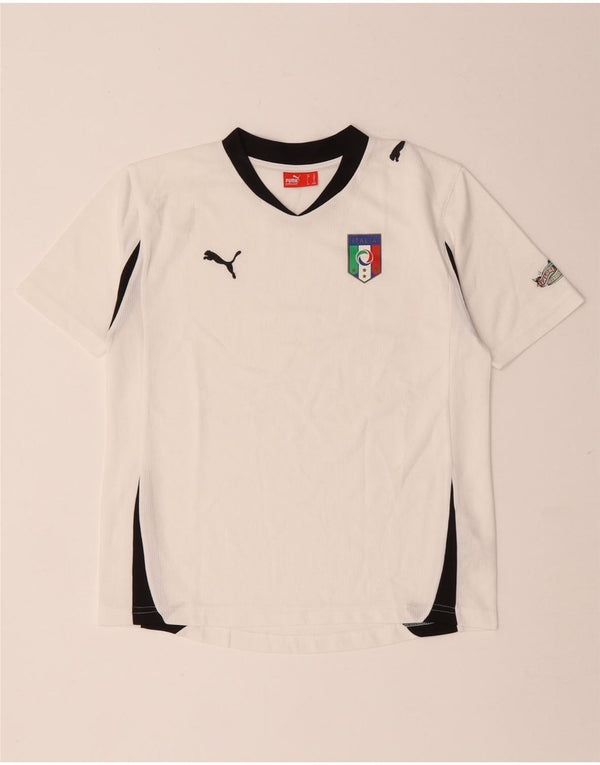 Футболка Puma Boys Italia, топ 11–12 лет, белый полиэстер с цветными блоками
