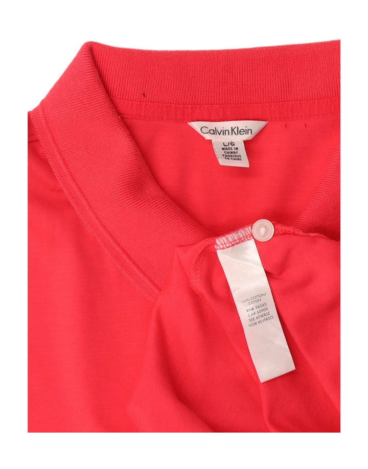 CALVIN KLEIN Mens Regular Fit Polo Shirt Large Pink Cotton