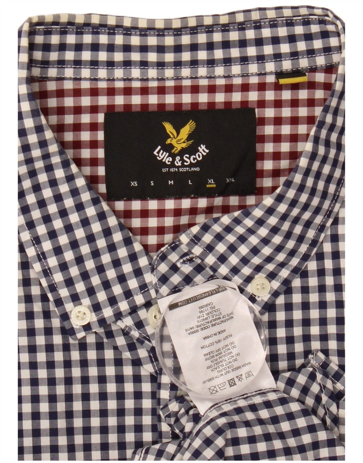 Мужская рубашка LYLE & SCOTT XL, темно-синяя, хлопок в мелкую клетку
