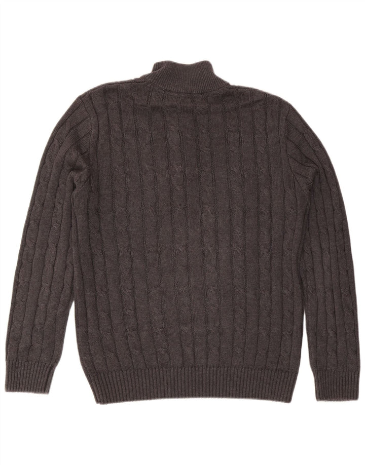 Crew Clothing Мужской джемпер с воротником на молнии, свитер среднего серого цвета, хлопок
