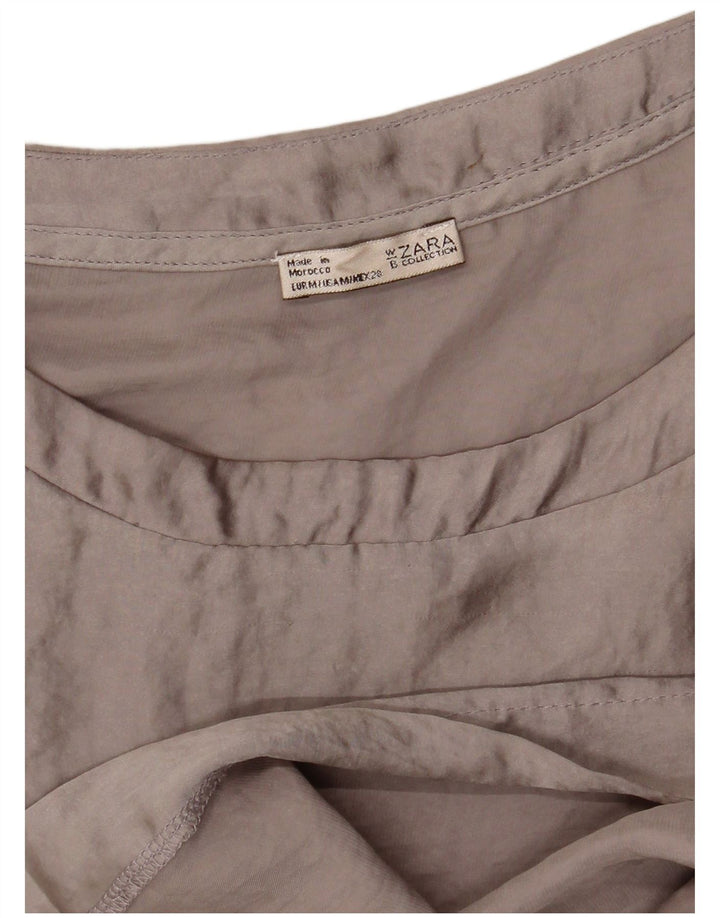 Женская укороченная блузка с длинным рукавом Zara UK 14, средний серый цвет