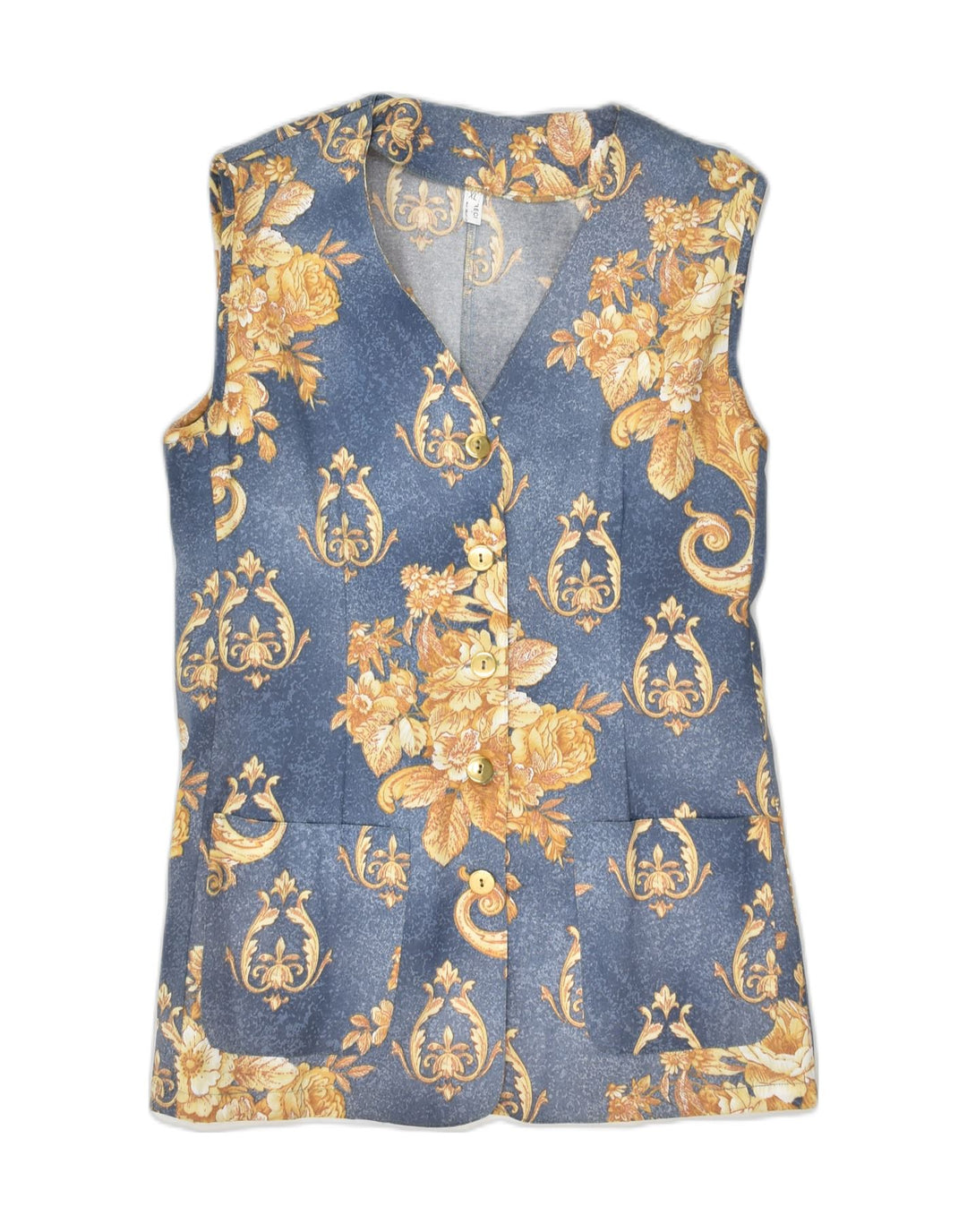 VINTAGE Womens Sleeveless Shirt Blouse UK 18 XL Blue Paisley Polyester | Vintage Vintage | Thrift | Second-Hand Vintage | Used Clothing | Messina Hembry 