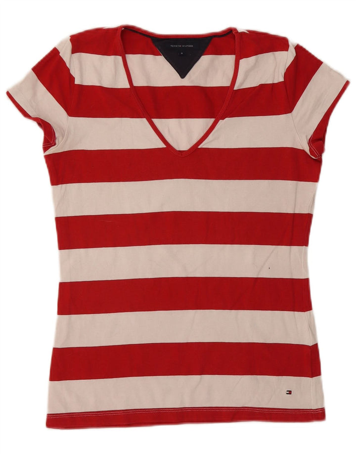 TOMMY HILFIGER Женская футболка Top UK 12 Medium Red Striped Cotton