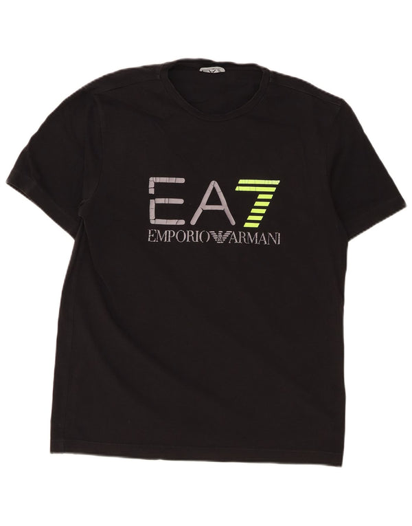 Мужская футболка с рисунком Emporio Armani, черный хлопок среднего размера
