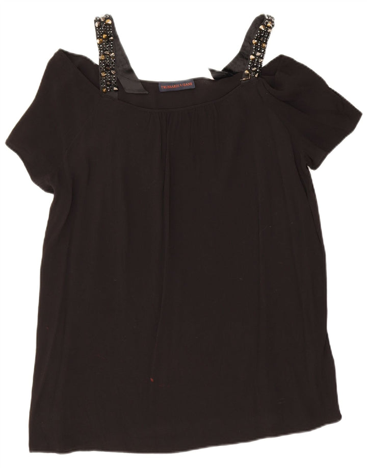 Trussardi Женский топ с открытыми плечами IT 48 XL Черный Вискоза