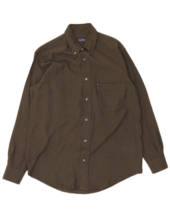 Мужская рубашка Trussardi, маленькая, хаки, вискоза
