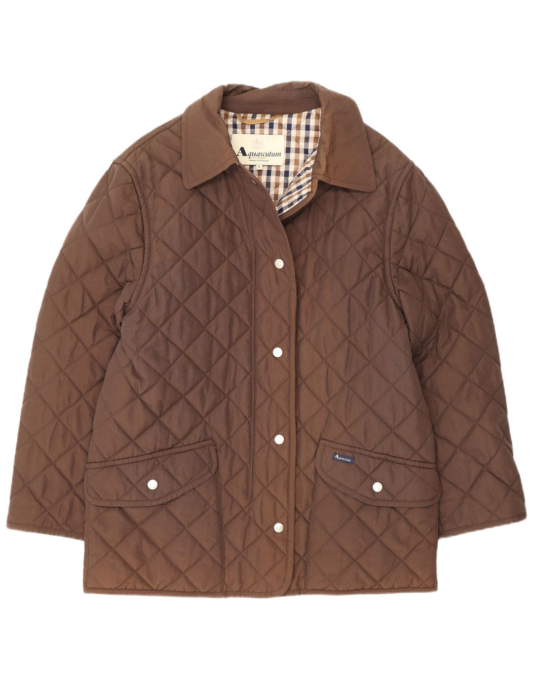 Женская стеганая куртка Aquascutum UK 16, большая, коричневый, нейлон