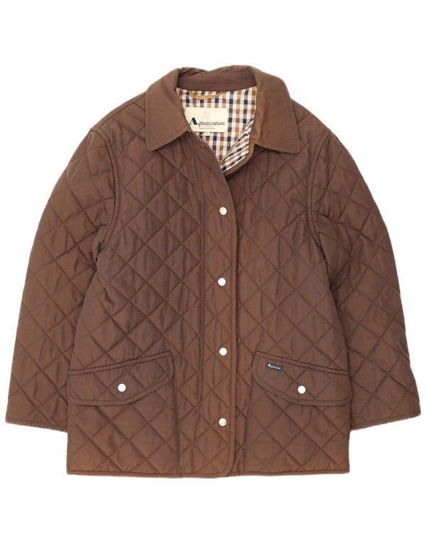 Женская стеганая куртка Aquascutum UK 16, большая, коричневый, нейлон