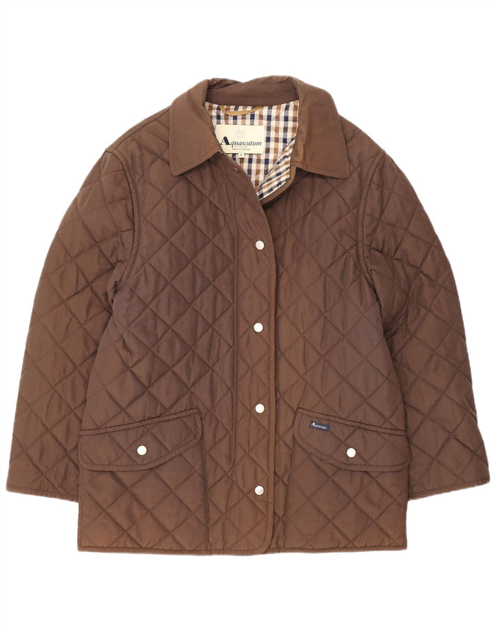 Женская стеганая куртка Aquascutum UK 16, большая, коричневый, нейлон