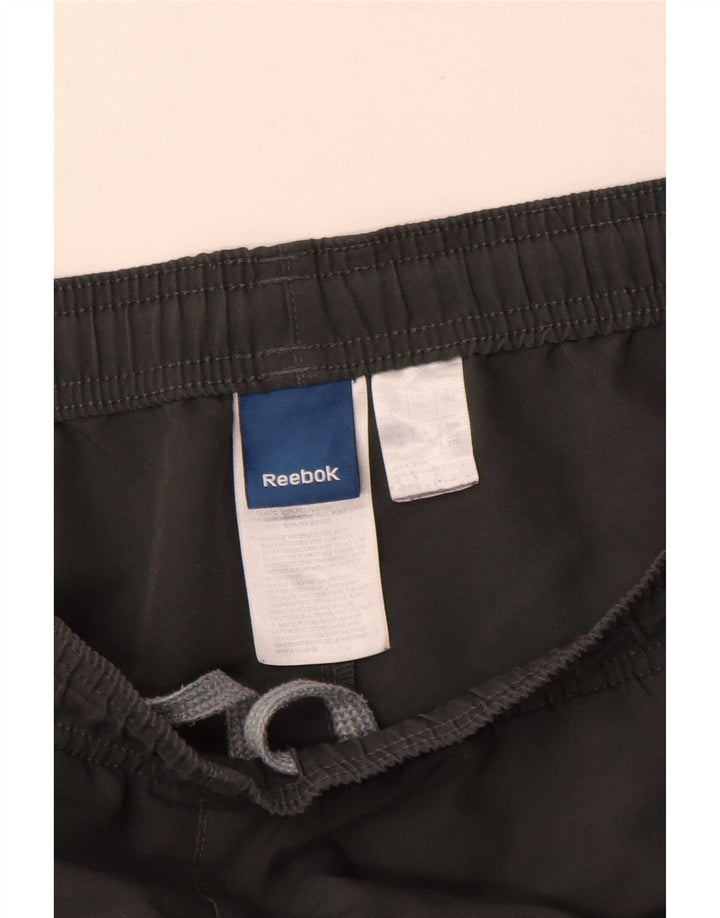 Мужские спортивные шорты Reebok 2XL серые из полиэстера с цветными блоками