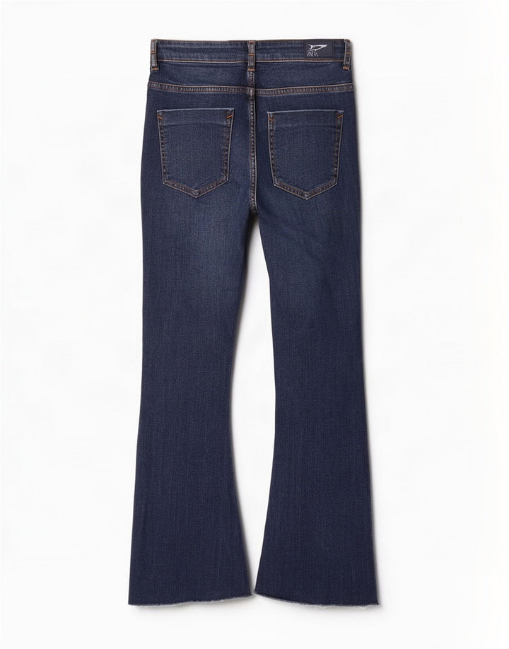 Женские укороченные расклешенные джинсы Zara EU 38, маленькие W28 L26, синие