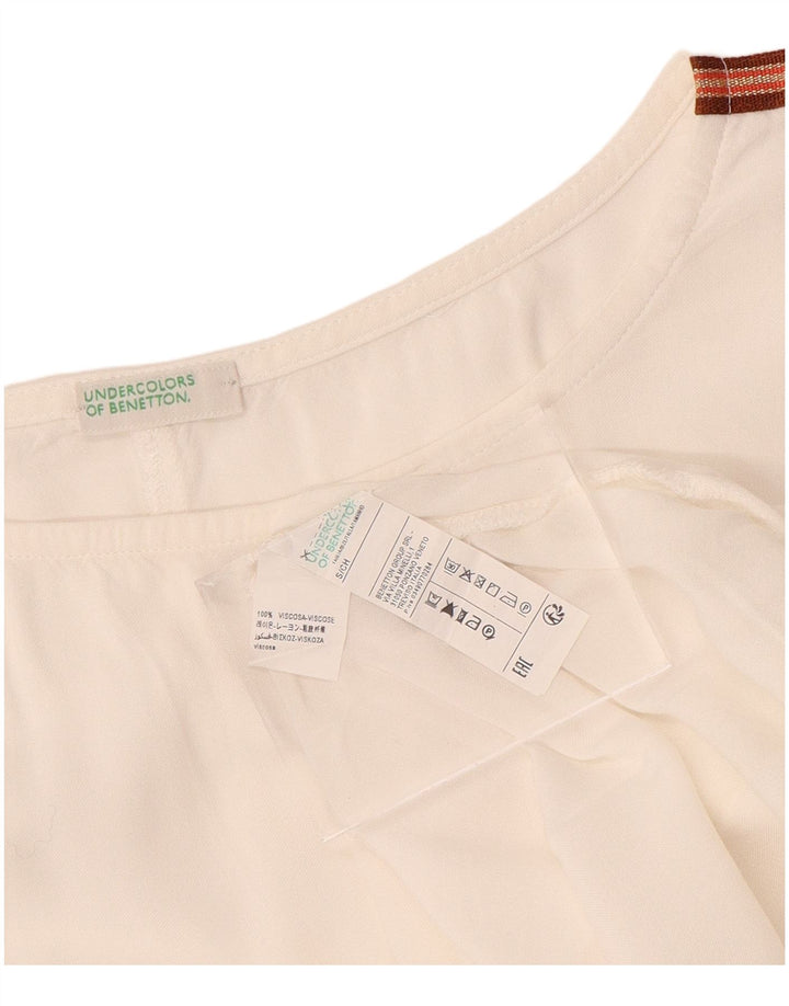 Женская блузка оверсайз BENETTON Top UK 10 Small Off White, вискоза