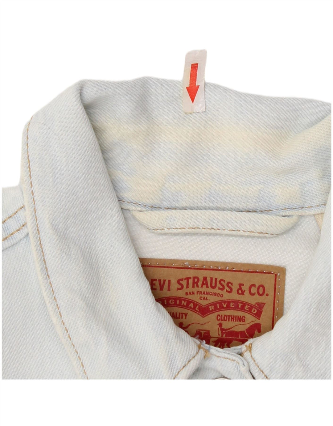 Женская укороченная джинсовая куртка Levi's UK 12, хлопок среднего синего цвета