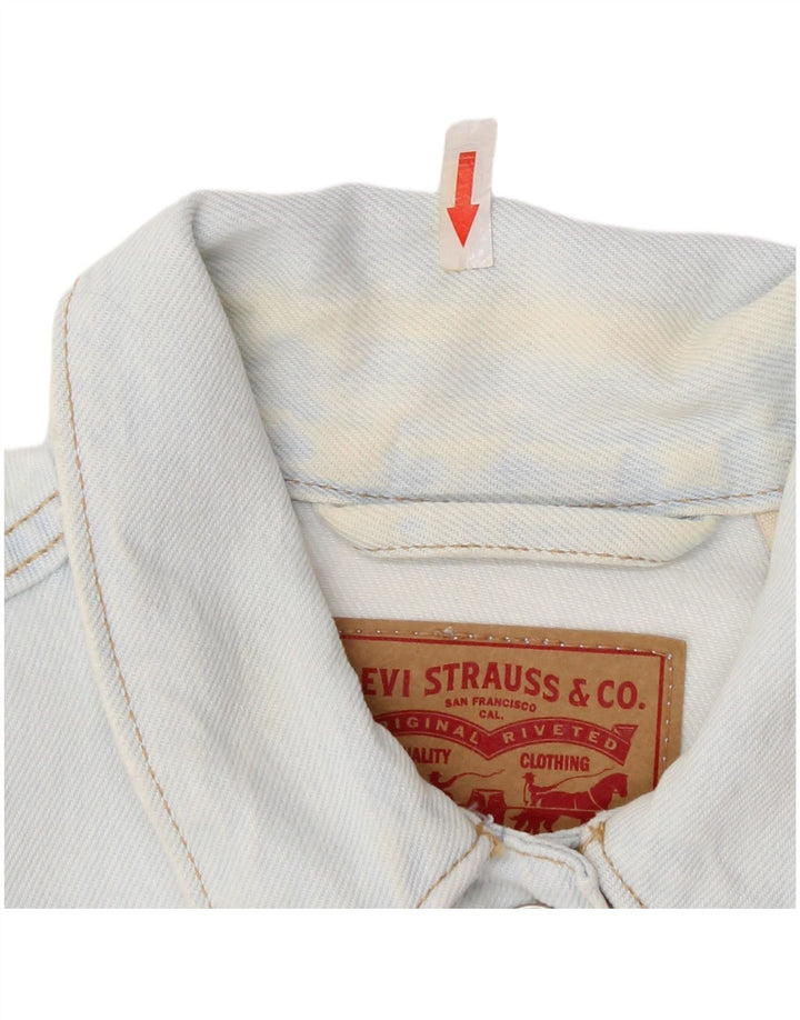 Женская укороченная джинсовая куртка Levi's UK 12, хлопок среднего синего цвета