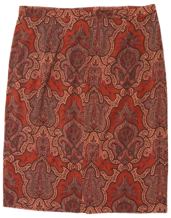 Женская прямая юбка Luisa Spagnoli IT 54 3XL W36 Коричневая, шерсть с пейсли
