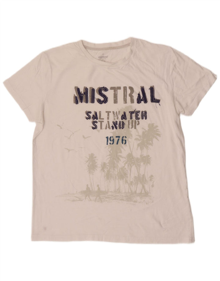 Мужская футболка с рисунком Mistral, большой белый хлопок