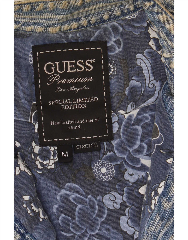Женская джинсовая куртка Guess UK 12, хлопок среднего синего цвета