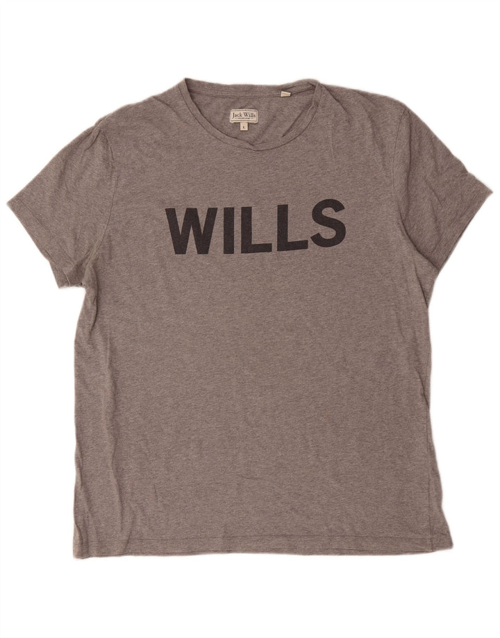 Мужская футболка с рисунком Jack Wills, большой серый хлопок