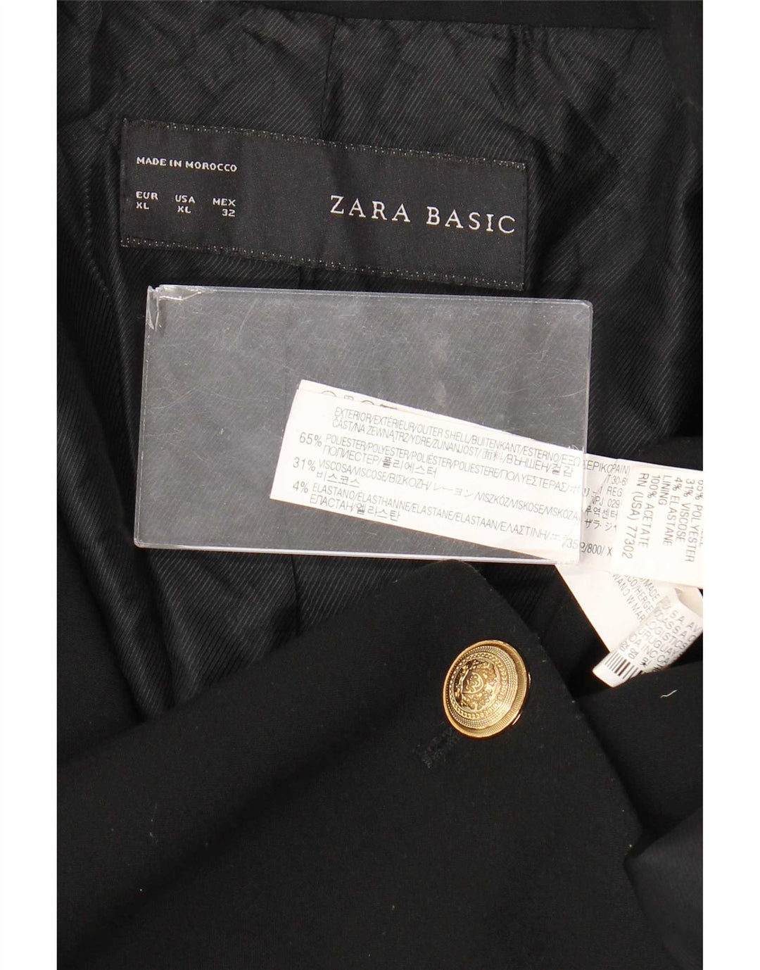 Женский пиджак Zara на 1 пуговице UK 18 XL, черный полиэстер