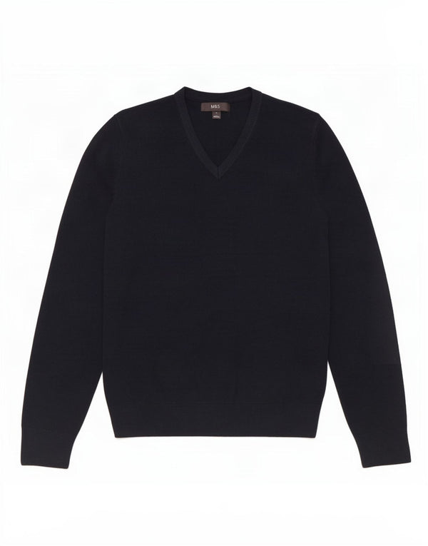 Marks & Spencer Mens V-Neck Jumper Sweater Medium Navy Blue Acrylic