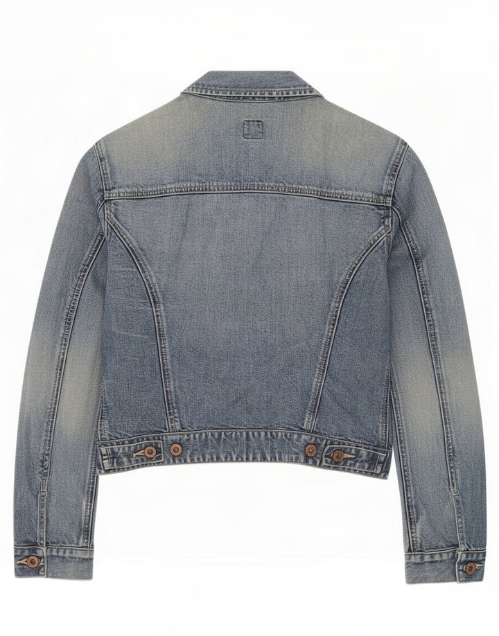 Женская укороченная джинсовая куртка Gap UK 10, маленькая, синяя, хлопок