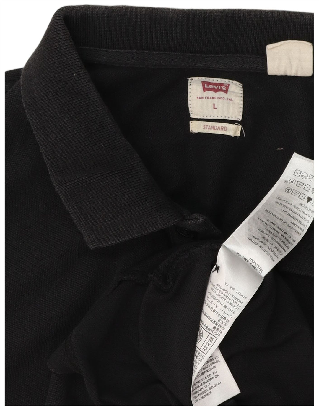 Мужская стандартная рубашка поло Levi's, большая черная хлопковая рубашка