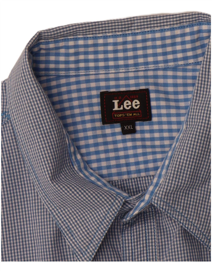 Мужская рубашка Lee 2XL, синяя, хлопок в мелкую клетку