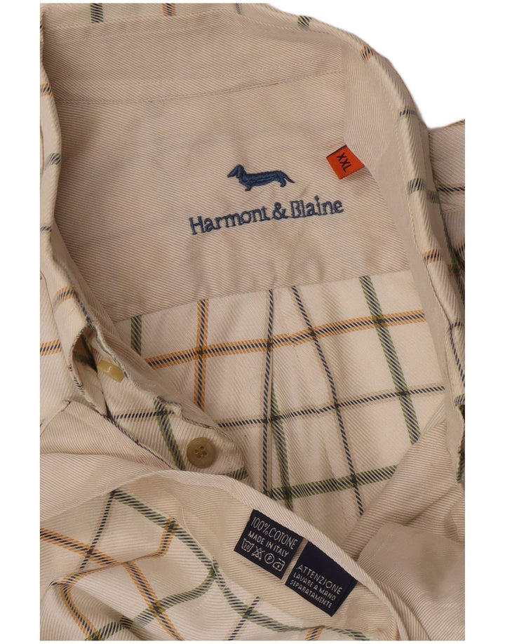 Мужская рубашка Harmont & Blaine 2XL Off White Check Cotton