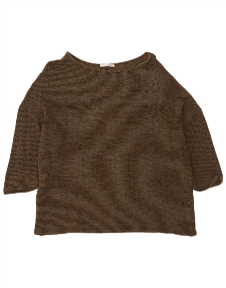 Женский топ оверсайз Zara с рукавом 3/4 UK 14, средний хаки, вискоза