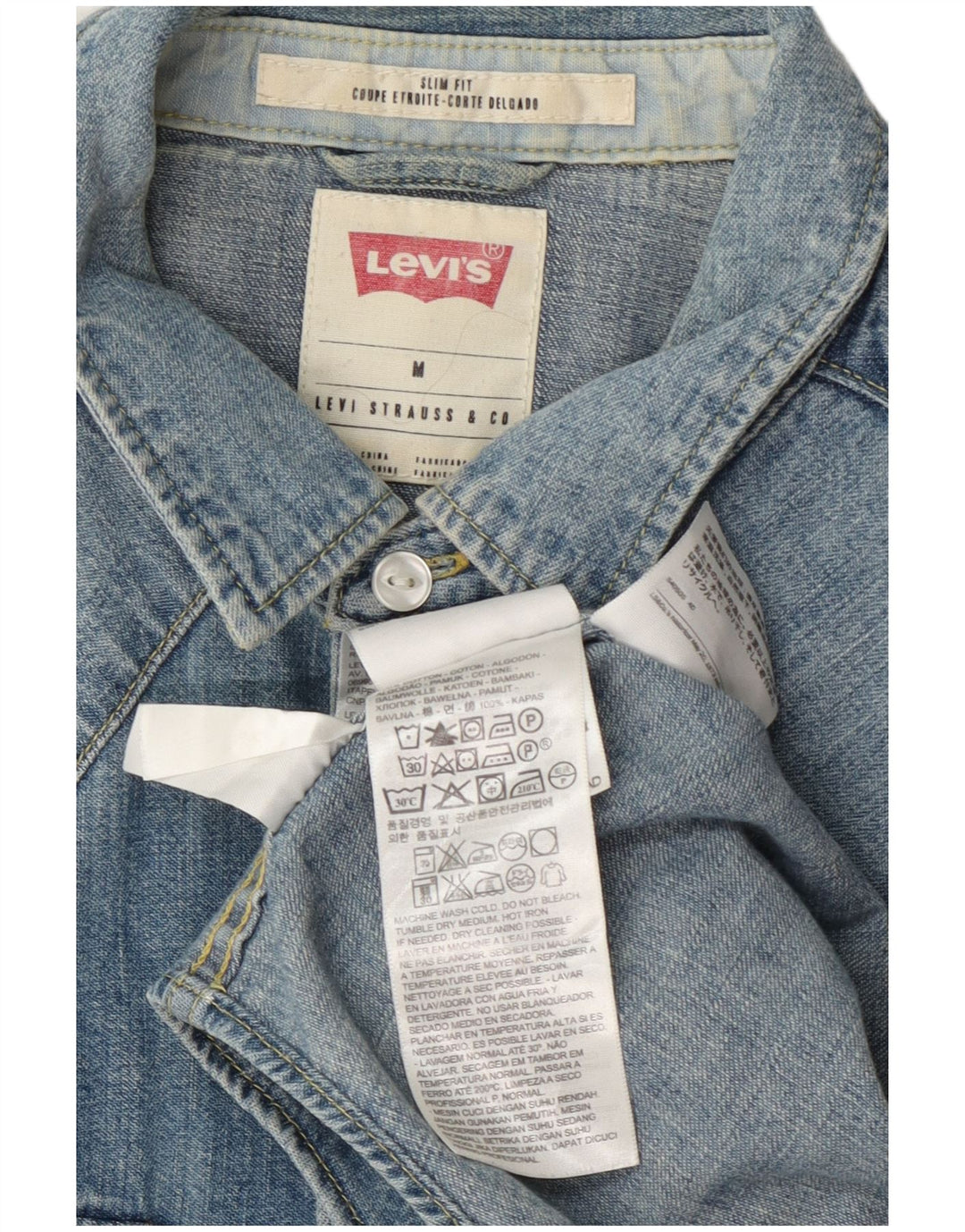 Мужская джинсовая рубашка приталенного кроя Levi's, хлопок среднего синего цвета