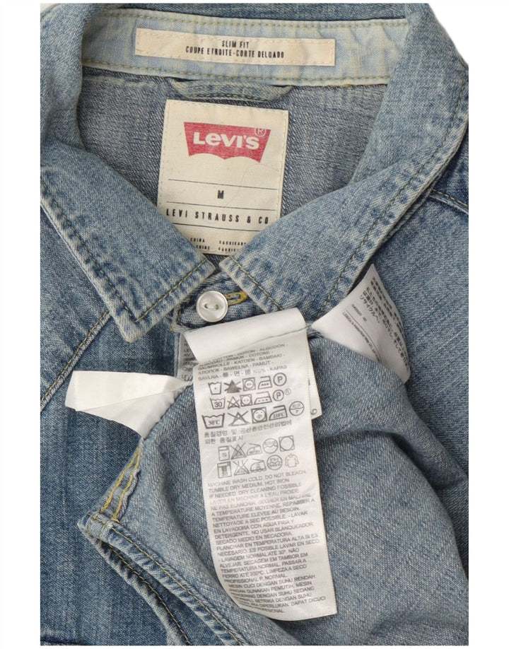 Мужская джинсовая рубашка приталенного кроя Levi's, хлопок среднего синего цвета