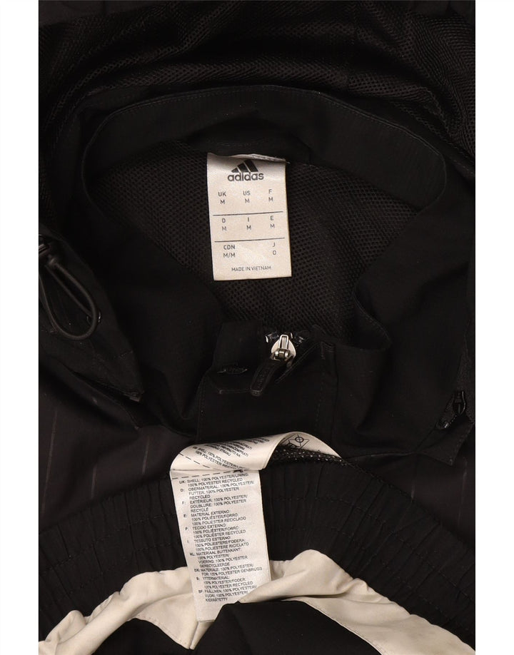 Мужская дождевик ADIDAS с капюшоном UK 38, средний черный, полиэстер с цветными блоками